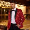 imageCOOFANDY Mens Sequin Blazer Tuxedo Party Prom Wedding Tuxedo One Button JacketRed