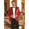 imageCOOFANDY Mens Sequin Blazer Tuxedo Party Prom Wedding Tuxedo One Button JacketRed