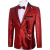 imageCOOFANDY Mens Sequin Blazer Tuxedo Party Prom Wedding Tuxedo One Button JacketRedlapel Sequins