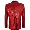 imageCOOFANDY Mens Sequin Blazer Tuxedo Party Prom Wedding Tuxedo One Button JacketRedlapel Sequins