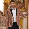 imageCOOFANDY Mens Sequin Blazer Tuxedo Party Prom Wedding Tuxedo One Button JacketRose Gold
