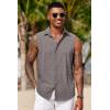 imageCOOFANDY Mens Sleeveless Button Down Beach Shirts Casual Summer Tank Tops Collared Imitation Linen Tank ShirtDark Grey