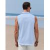imageCOOFANDY Mens Sleeveless Button Down Beach Shirts Casual Summer Tank Tops Collared Imitation Linen Tank ShirtLight Blue