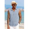 imageCOOFANDY Mens Sleeveless Button Down Beach Shirts Casual Summer Tank Tops Collared Imitation Linen Tank ShirtLight Denim Blue