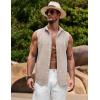 imageCOOFANDY Mens Sleeveless Button Down Beach Shirts Casual Summer Tank Tops Collared Imitation Linen Tank ShirtLight Khaki