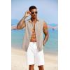 imageCOOFANDY Mens Sleeveless Button Down Beach Shirts Casual Summer Tank Tops Collared Imitation Linen Tank ShirtLight Khaki