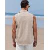 imageCOOFANDY Mens Sleeveless Button Down Beach Shirts Casual Summer Tank Tops Collared Imitation Linen Tank ShirtLight Khaki