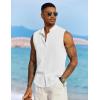 imageCOOFANDY Mens Sleeveless Summer Shirts Beach Tank Tops Button Up Textured Tank Shirt for VacationWhite