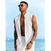 imageCOOFANDY Mens Sleeveless Summer Shirts Beach Tank Tops Button Up Textured Tank Shirt for VacationWhite