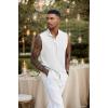 imageCOOFANDY Mens Sleeveless Summer Shirts Beach Tank Tops Button Up Textured Tank Shirt for VacationWhite