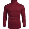 imageCOOFANDY Mens Slim Fit Basic Turtleneck Long Sleeve Lightweight Pullover Sweaters Casual Knitted TopsWine Red