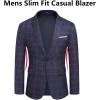 imageCOOFANDY Mens Slim Fit Casual Blazers Lightweight Sport Coats One Button Suit JacketsDark Blue  Plaid Blazer