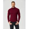 imageCOOFANDY Mens Slim Fit Mock Turtleneck T Shirt Casual Basic Knitted Long Sleeve Pullover SweaterWine Red