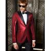 imageCOOFANDY Mens Stylish Classic Dress Suit Solid Red Lapel Blazer Tuxedo Coat Wine Red Large