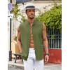 imageCOOFANDY Mens Summer Beach Tank Tops Sleeveless Button Up Shirt Casual Textured Tank ShirtsArmy Green