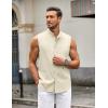 imageCOOFANDY Mens Summer Beach Tank Tops Sleeveless Button Up Shirt Casual Textured Tank ShirtsBeige