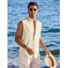 imageCOOFANDY Mens Summer Beach Tank Tops Sleeveless Button Up Shirt Casual Textured Tank ShirtsBeige