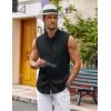 imageCOOFANDY Mens Summer Beach Tank Tops Sleeveless Button Up Shirt Casual Textured Tank ShirtsBlack