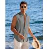 imageCOOFANDY Mens Summer Beach Tank Tops Sleeveless Button Up Shirt Casual Textured Tank ShirtsDark Grey