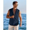 imageCOOFANDY Mens Summer Beach Tank Tops Sleeveless Button Up Shirt Casual Textured Tank ShirtsDeep Blue
