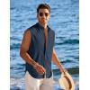 imageCOOFANDY Mens Summer Beach Tank Tops Sleeveless Button Up Shirt Casual Textured Tank ShirtsDeep Blue