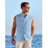 imageCOOFANDY Mens Summer Beach Tank Tops Sleeveless Button Up Shirt Casual Textured Tank ShirtsLight Blue