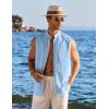 imageCOOFANDY Mens Summer Beach Tank Tops Sleeveless Button Up Shirt Casual Textured Tank ShirtsLight Blue