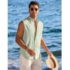 imageCOOFANDY Mens Summer Beach Tank Tops Sleeveless Button Up Shirt Casual Textured Tank ShirtsLight Green