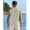 imageCOOFANDY Mens Summer Beach Tank Tops Sleeveless Button Up Shirt Casual Textured Tank ShirtsLight Green