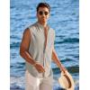 imageCOOFANDY Mens Summer Beach Tank Tops Sleeveless Button Up Shirt Casual Textured Tank ShirtsLight Grey