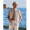 imageCOOFANDY Mens Summer Beach Tank Tops Sleeveless Button Up Shirt Casual Textured Tank ShirtsLight Grey