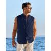 imageCOOFANDY Mens Summer Beach Tank Tops Sleeveless Button Up Shirt Casual Textured Tank ShirtsNavy Blue