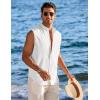 imageCOOFANDY Mens Summer Beach Tank Tops Sleeveless Button Up Shirt Casual Textured Tank ShirtsWhite