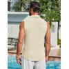 imageCOOFANDY Mens Summer Sleeveless Shirts Beach Knit Tank Top Button Up Casual Tank Shirt Vacation TopsCream