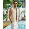 imageCOOFANDY Mens Summer Sleeveless Shirts Beach Knit Tank Top Button Up Casual Tank Shirt Vacation TopsCream