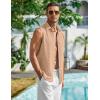 imageCOOFANDY Mens Summer Sleeveless Shirts Beach Knit Tank Top Button Up Casual Tank Shirt Vacation TopsLight Apricot
