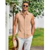 imageCOOFANDY Mens Summer Sleeveless Shirts Beach Knit Tank Top Button Up Casual Tank Shirt Vacation TopsLight Apricot
