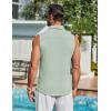 imageCOOFANDY Mens Summer Sleeveless Shirts Beach Knit Tank Top Button Up Casual Tank Shirt Vacation TopsLight Green