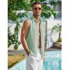 imageCOOFANDY Mens Summer Sleeveless Shirts Beach Knit Tank Top Button Up Casual Tank Shirt Vacation TopsLight Green