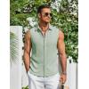 imageCOOFANDY Mens Summer Sleeveless Shirts Beach Knit Tank Top Button Up Casual Tank Shirt Vacation TopsLight Green