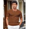 imageCOOFANDY Mens T Shirts Casual Short Sleeve Crewneck Shirts Solid Textured Knit Pullover TeesCaramel