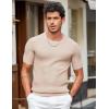 imageCOOFANDY Mens T Shirts Casual Short Sleeve Crewneck Shirts Solid Textured Knit Pullover TeesKhaki
