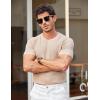 imageCOOFANDY Mens T Shirts Casual Short Sleeve Crewneck Shirts Solid Textured Knit Pullover TeesKhaki