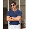 imageCOOFANDY Mens T Shirts Casual Short Sleeve Crewneck Shirts Solid Textured Knit Pullover TeesNavy Blue