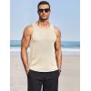 imageCOOFANDY Mens Tank Tops Summer Beach Sleeveless Muscle Shirts Casual Knit Tanks Workout Gym TeeBeige