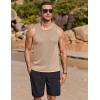 imageCOOFANDY Mens Tank Tops Summer Beach Sleeveless Muscle Shirts Casual Knit Tanks Workout Gym TeeKhaki