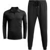 imageCOOFANDY Mens Tracksuit 2 Piece Quarter Zip Polo Athletic Sweatsuits Casual Running Jogging Sport Suit SetsAll Black