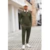 imageCOOFANDY Mens Tracksuit 2 Piece Quarter Zip Polo Athletic Sweatsuits Casual Running Jogging Sport Suit SetsArmy Green