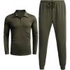 imageCOOFANDY Mens Tracksuit 2 Piece Quarter Zip Polo Athletic Sweatsuits Casual Running Jogging Sport Suit SetsArmy Green