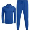 imageCOOFANDY Mens Tracksuit 2 Piece Quarter Zip Polo Athletic Sweatsuits Casual Running Jogging Sport Suit SetsBlue